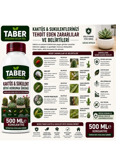 Taber Kaktüs & Sukulent Bitki Bakım Ürünü 500 Ml Konsantre Kaktüs Ve Sukulentler İçin Yapraktan Uygulama Diğer