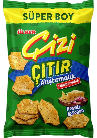 Çizi Çıtır Atıştırmalık - Peynir & Soğan Aromalı Çerez - Süper Boy - 120 Gram - 14 Adet