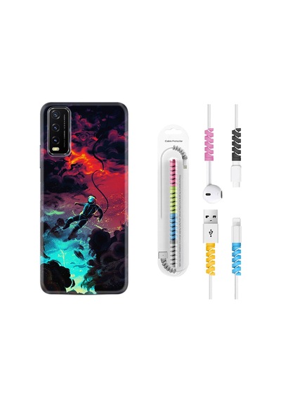 Vivo Y20 Kılıf Kablo Koruyuculu Astronot Düşerken 1696
