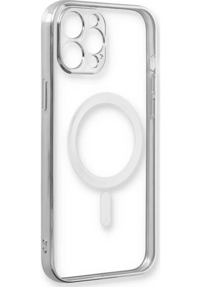 Newface Apple Apple iPhone Uyumlu  12 Pro Kılıf Magneticsafe Lazer Silikon - Gümüş