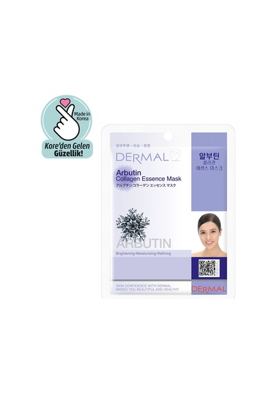 Dermal Beyazlatıcı Nemlendirici Arındırıcı Arbutin Kolajen Maske 23 G - 5 Adet Tarı