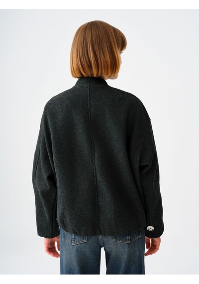Loose Fit Kadın Mont Gri Melanj
