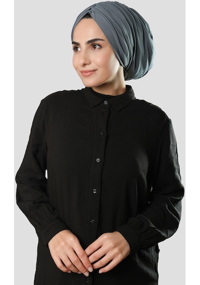 Hürrem Bone Antrasit Drapeli Salaş Tesettür Bone Sandy Büzgülü 2315 25 Antrasit