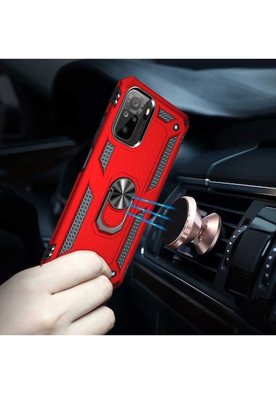 Xiaomi Redmi Note 10 Kılıf Zore Vega Yüzüklü Standlı Zırh Kılıf