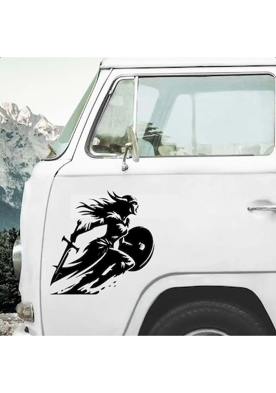 Viking Savaşcı Sticker - Araba Oto Motosiklet Karavan Cam Laptop Sticker - 00354 30x30 Cm