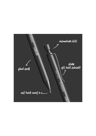 Mat Siyah 0.5 Mm Metal Versatil Kalem, Şık Tasarım