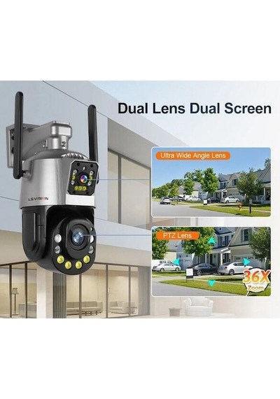 36x Optik Zoomlu Ptz Çift Kameralı Ev Ofis Tarla Kablosuz 6mp 4k Wifi Kamera