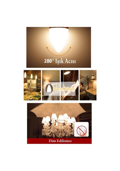 Şahnet 6w Led Mum Ampul Sarı Işık 3000k 3 Adet - E14