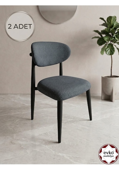Evko Mobilya İnci Sandalye, Mutfak Salon Sandalyesi, 2 Adet Sandalye, Metal Sandalye, Yemek Sandalyesi, Otel Cafe Restoran Sandalyesi Gri