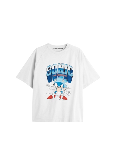 Kalic Studio Unisex Bay Sonic Desenli Beyaz Yazlık T-shirt Beyaz-204
