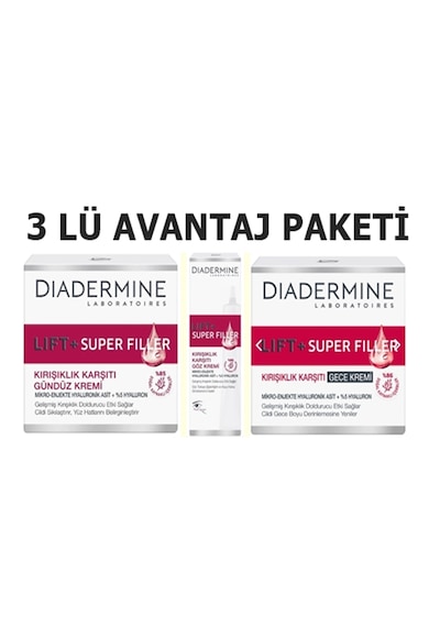 Diadermine Lift+ Super Filler   Gündüz + Gece Kremi 2 x 50 ML + Göz Kremi 15 ML