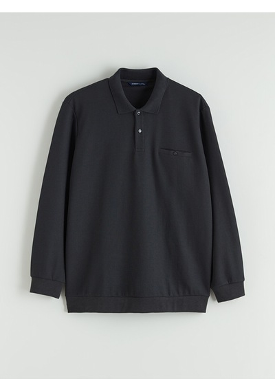 Lcwaıkıkı Classic Antrasit Büyük Beden Polo Yaka Erkek Sweatshirt
