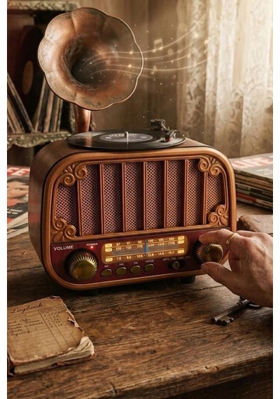 Özel Üretim Hediye Cihazı Bluetooh Hoparlör Nostaljik Radyo Speaker D76 Ahşap
