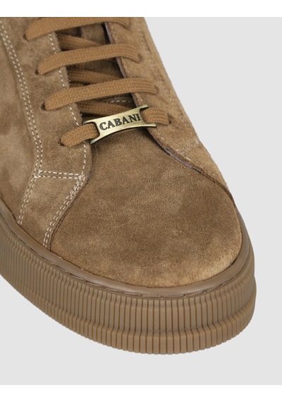 Cabani Hakiki Deri Taba Süet Görünümlü Bağcıklı Erkek Sneaker Ayakkabı Kahverengi