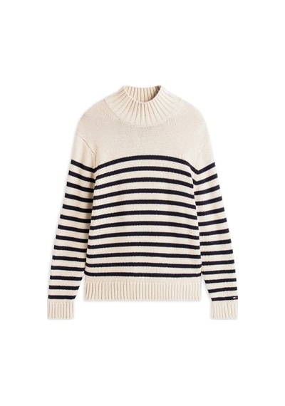 Tommy Hilfiger Breton Cotton Strıpe, 0bp Krem Erkek Kazak