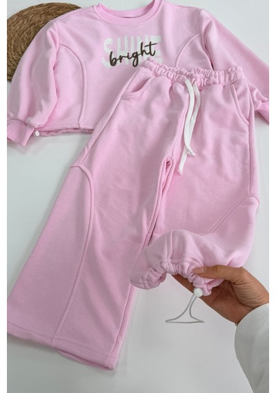 Noble Kids Kız Çocuk Baskılı Pembe Eşofman Takımı