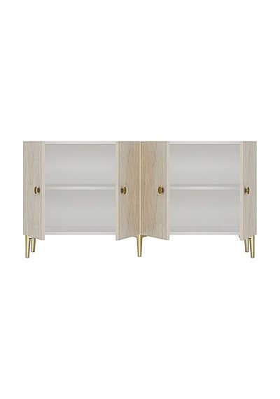 Ka1817btg Simple Konsol Ve Tv Sehpası Beyaz-traverten-gold 180cm