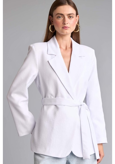 Defacto Regular Fıt Kuşaklı Blazer Ceket H0851ax26smwt36 Beyaz-wt36
