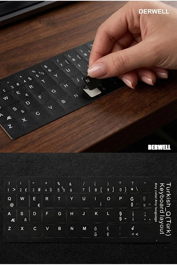 1 Adet Turkish Q Klavye Sticker 1x Türkçe Q Klavye Etiketi Laptop Pc Sticker Silinmez Kolay Yapışır Siyah