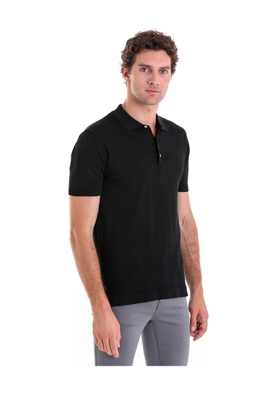 Hatemoğlu Siyah Comfort Fit Düz Polo Yaka Rayon Triko Tişört Siyah Hatemoğlu Siyah Comfort Fit Düz Polo Yaka Rayon Triko Tişört Siyah