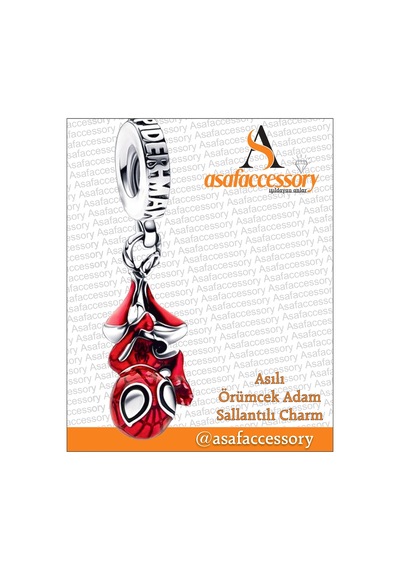 Spiderman Charm Gümüş Kaplama Kırmızı