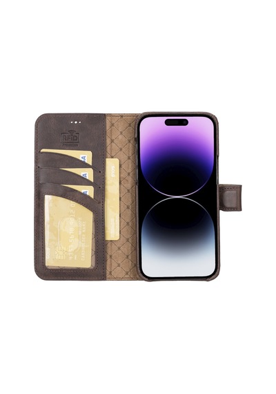Bouletta Apple İphone 14 Pro Max Uyumlu Deri Kılıf Mw36 Tn03