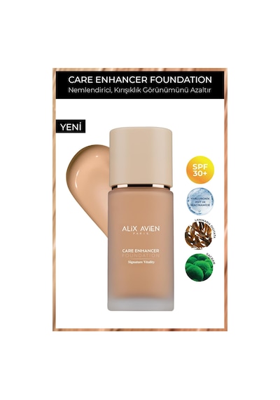 Alix Avien   Nemlendirici SPF30 Parlak Bitişli Fondöten Care Enhancer 817 Cool Honey
