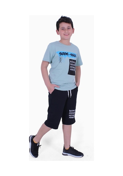 Fyk Kids Boom Sklk Yazı Baskılı Erkek Çocuk Alt-üst Kapri Takım Çok Renkli