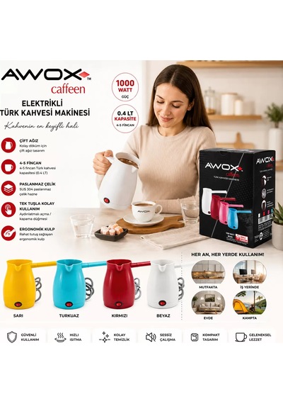 Elektrikli Türk Kahvesi Cezvesi 0.4l 1000w Çift Ağız - Sarı