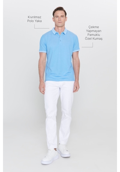 Ac&Co / Altınyıldız Classics 4A4820200047Sabm Düğmeli Polo Yaka Cepsiz Slim Fit Erkek Tişört Saks Mavisi - Beyaz Saks Mavi Ac&Co / Altınyıldız Classics 4A4820200047Sabm Düğmeli Polo Yaka Cepsiz Slim Fit Erkek Tişört Saks Mavisi - Beyaz Saks Mavi