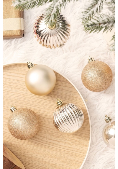 Karaca 17'li Set Top Ağaç Süsü Gold 6 cm