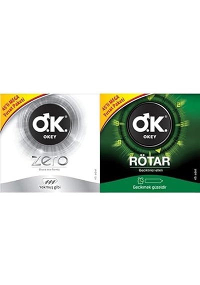 Zero 45'li Prezervatif Ve Okey Rötar 45'li Prezervatif