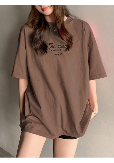 Unisex Thousand Baskılı Tasarım Tshirt Kahverengi