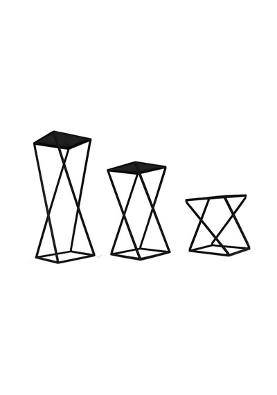 Metal Çapraz Ayaklı Zigon Sehpa Çiçeklik 3 ‘Lü Set Wd-21