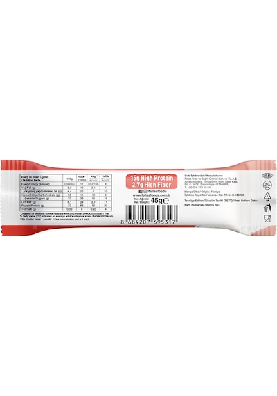 Fellas Yüksek Protein Bar Çilekli 45 x 12 Adet