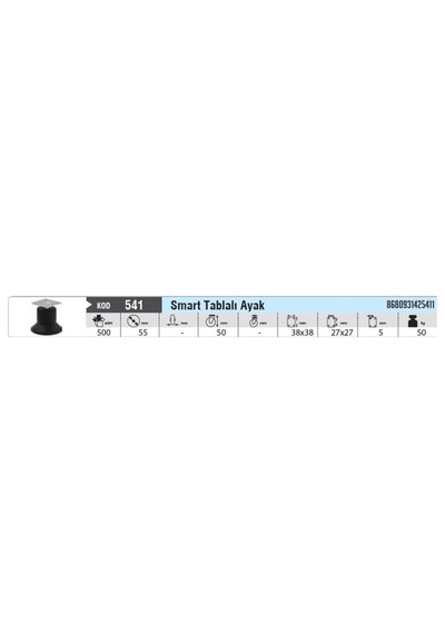 Hırdavatım Smart Tablalı Ayak 50 Mm Siyah 4 Adet
