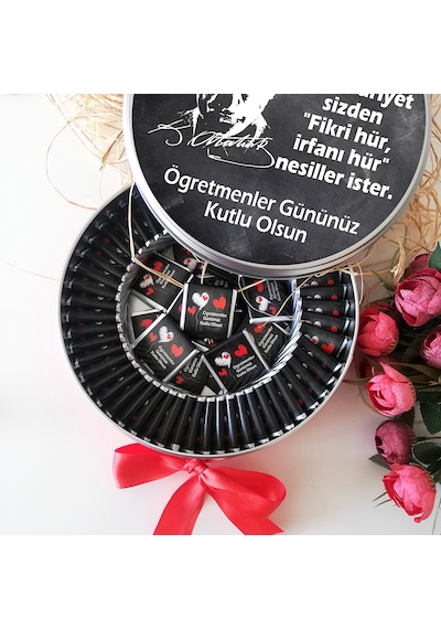 Öğretmenler Günü Hediyesi Metal Kutulu Madlen Çikolata 72 Adet