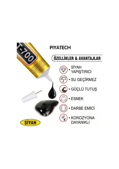 T-7000 50 Ml Çok Amaçlı Siyah Yapıştırıcı - Güçlü Tutuş