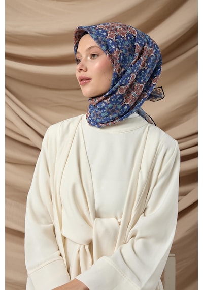 Silk Home Soft Eşarp 73093-09 Saks, Kiremit, Beyaz, Antrasit