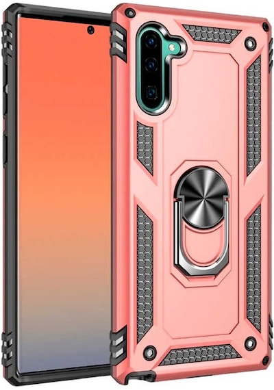 Samsung Galaxy Uyumlu Note 10 Kılıf Sert Silikon Yüzüklü Stand Özellikli Kapak