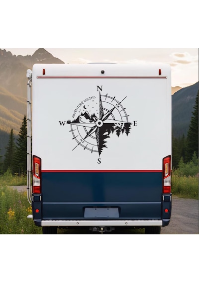 Pusula Kamp Ve Orman Sticker - Araba Pickup Karavan Sticker - 4x4 Off Road Kamp Adventure Sticker - 00301 30x30 Cm