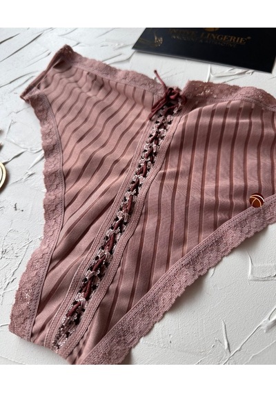 Lola Transparan Arkası Bağlama Detaylı Pamuklu Fantezi/günlük Kul Vizon