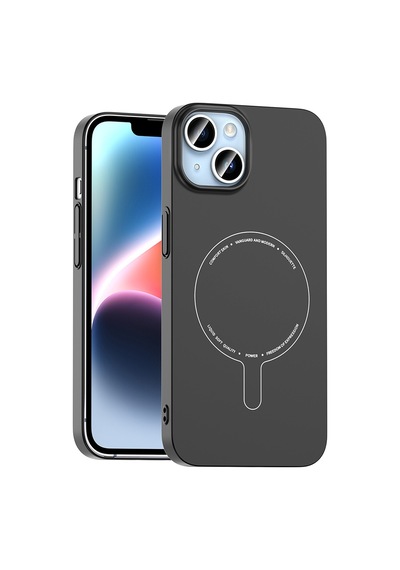 Maks Technology iPhone Uyumlu 13 Kılıf M-safe Şarj Özellikli Kamera Korumalı Mkst Elio Sert Pc Kapak - Siyah