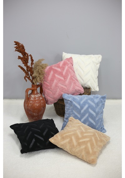 Chevron Welsoft Jakarlı Dekoratif Kırlent Kılıfı 43x43 Cm - Ztchevron Siyah-