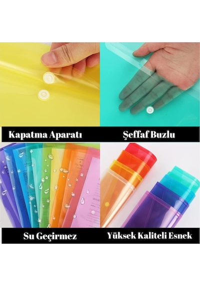 A4 Çıtçıtlı Beyaz Şeffaf Renkli Zarf Dosya 1 Adet Artlantis Çıt Ç