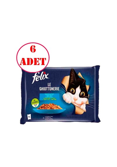 Felix Multipack Somonlu Ve Ton Balıklı Yetişkin Kedi Yaş Maması 4x85 Gr 6 Ad