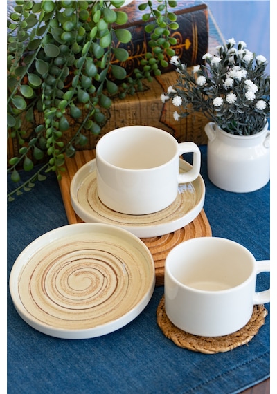 Heda Porselen Jupiter 4  Parça Çay Fincan Takımı
