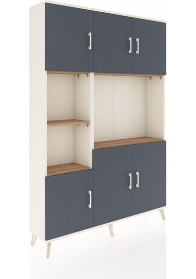 Arges Dolap 9 Raflı 6 Kapaklı 132x30x195 Aytaşı-antrasit/çam Aytaşı