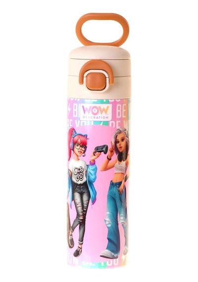 Wow Generation 520 Ml Be You Baskılı Yeşil - Mor Kız Çocuk Çelik Termos Matara Çift İçim Kilitli Kapak - W6088