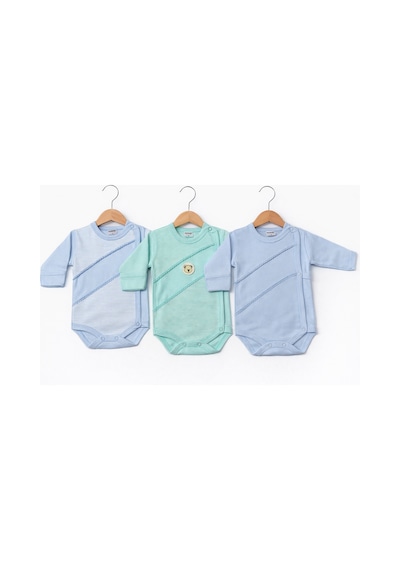 Kardeşler Baby 3'lü Kendinden Eldivenli Çıtçıtlı Body Mavi